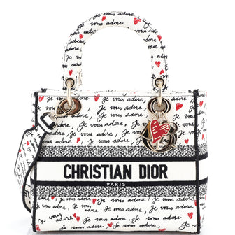 Christian Dior Lady D-Lite Bag Embroidered Canvas Medium