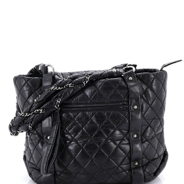 Chanel Lady Braid Shopping Tote Quilted Distressed Lambskin Medium