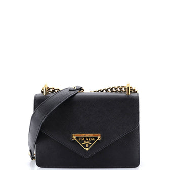 Prada Envelope Flap Chain Shoulder bag Saffiano Leather Small