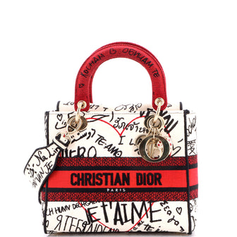 Christian Dior Lady D-Lite Bag Embroidered Canvas Medium