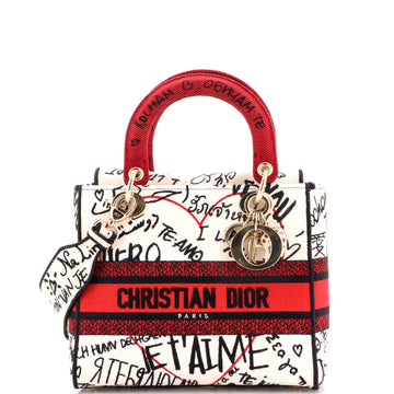 Christian Dior Lady D-Lite Bag Embroidered Canvas Medium