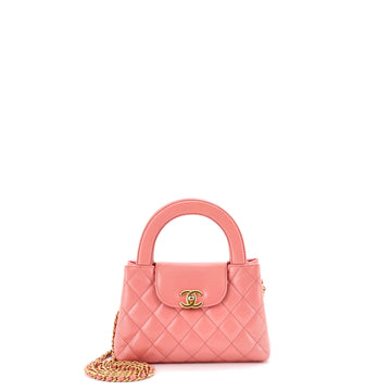 Chanel Kelly Top Handle Shopping Bag Quilted Shiny Aged Calfskin Mini