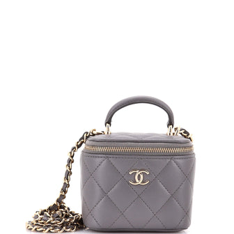 Chanel Classic Top Handle Vanity Case with Chain Quilted Lambskin Mini