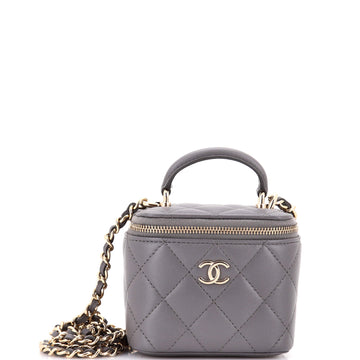 Chanel Classic Top Handle Vanity Case with Chain Quilted Lambskin Mini