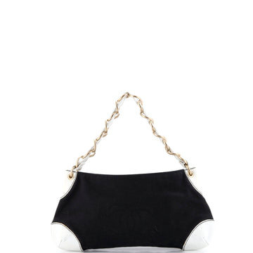 Chanel Vintage Olsen CC Chain Shoulder Bag Canvas and Leather Large