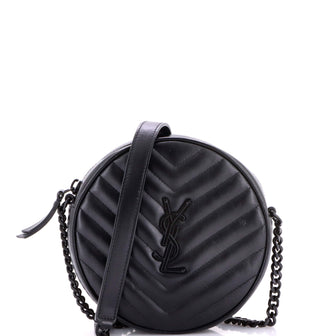Saint Laurent Vinyle Round Camera Bag Matelasse Chevron Leather