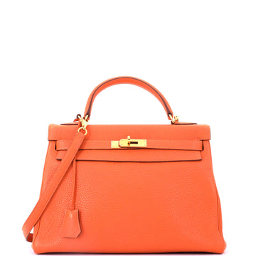 Hermes Kelly Handbag Orange Togo with Gold Hardware 32