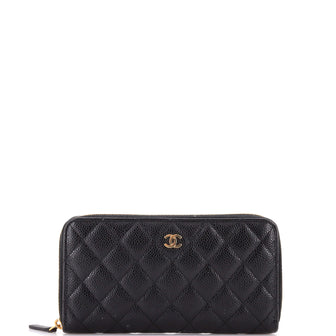 Chanel Zip Around Organizer Wallet Quilted Caviar Large