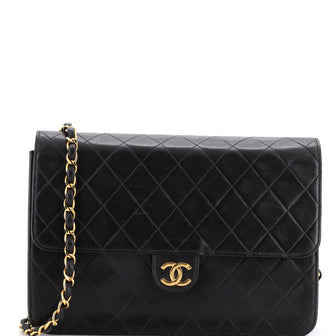 Chanel Vintage Clutch with Chain Quilted Leather Medium