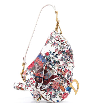 Christian Dior Saddle Handbag with Strap Printed Leather Medium