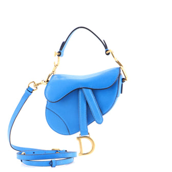 Christian Dior Saddle Handbag with Strap Leather Micro