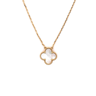 Van Cleef & Arpels Vintage Alhambra Pendant Necklace 18K Yellow Gold and Mother of Pearl