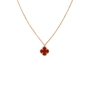 Van Cleef & Arpels Sweet Alhambra Pendant Necklace 18K Rose Gold and Carnelian