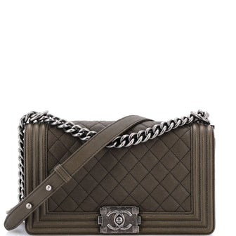 Chanel Boy Flap Bag Quilted Caviar Old Medium
