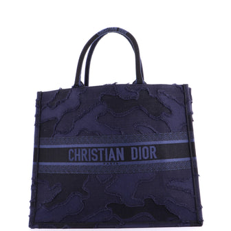 Christian Dior Book Tote Camouflage Embroidered Canvas Large