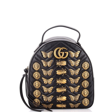 Gucci GG Marmont Backpack Embellished Matelasse Leather Small