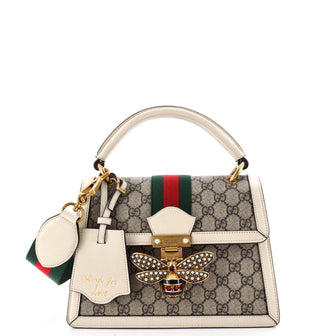 Gucci Queen Margaret Top Handle Bag GG Coated Canvas with Leather Small