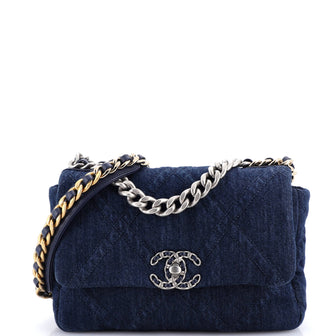 Chanel 19 Flap Bag Quilted Denim Medium