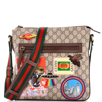 Gucci Courrier Zip Messenger GG Coated Canvas with Applique Medium