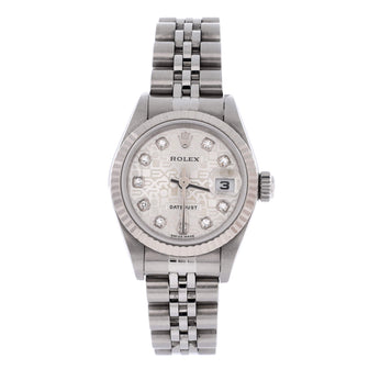 Rolex Oyster Perpetual Datejust Automatic Watch Stainless Steel and White Gold with Diamond Markers 26