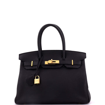 Hermes Birkin Handbag Black Togo with Gold Hardware 30
