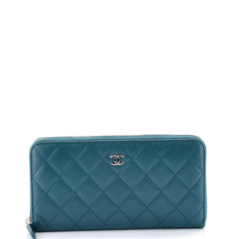 Chanel Zip Around Wallet Quilted Caviar Long