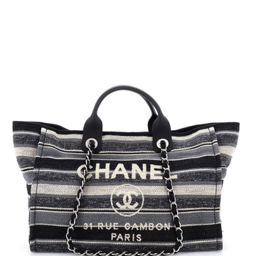 Chanel Deauville Tote Stripe Canvas Medium