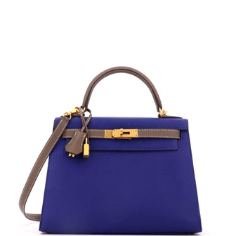 Kelly Handbag Bicolor Epsom with Brushed Gold Hardware 28