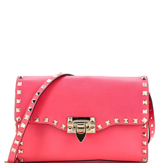 Valentino Garavani Rockstud Flip Lock Flap Bag Leather Medium