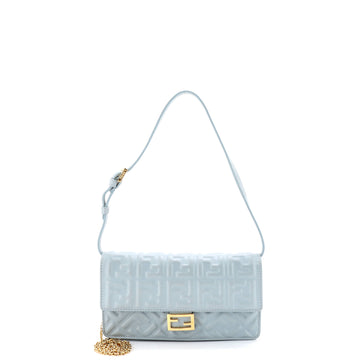 Fendi Baguette Wallet on Chain Zucca Embossed Leather