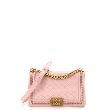 Chanel Boy Flap Bag Quilted Lambskin with Chain Detail Old Medium