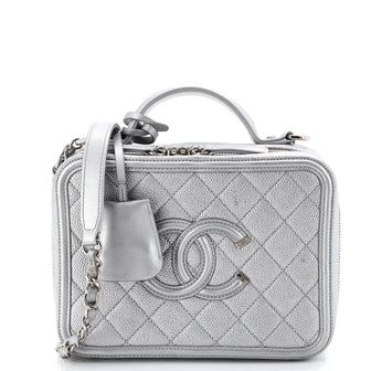 Chanel Filigree Vanity Case Quilted Caviar Medium