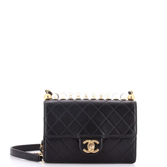 Chanel Chic Pearls Flap Bag Quilted Goatskin with Acrylic Beads Small