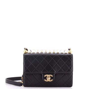 Chanel Chic Pearls Flap Bag Quilted Goatskin with Acrylic Beads Small