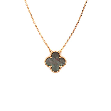 Van Cleef & Arpels Vintage Alhambra Pendant Necklace 18K Rose Gold and Grey Mother of Pearl