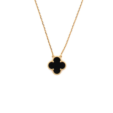 Van Cleef & Arpels Vintage Alhambra Pendant Necklace 18K Yellow Gold and Onyx