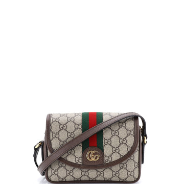 Gucci Ophidia Flap Shoulder Bag GG Coated Canvas Mini