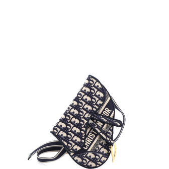 Christian Dior Saddle Belt Bag Logo Embroidered Oblique Canvas