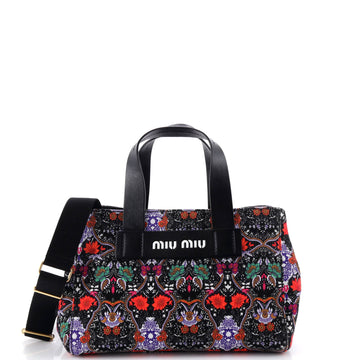 Miu Miu Logo Convertible Canapa Tote Printed Canvas Mini