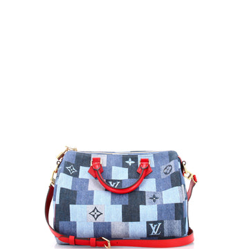 Louis Vuitton Speedy Bandouliere Bag Damier and Monogram Patchwork Denim 30