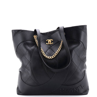 Chanel Club Monaco Shopping Tote Quilted Lambskin Large