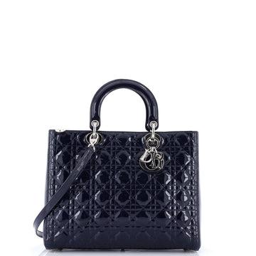 Christian Dior Lady Dior Bag Cannage Quilt Patent Large