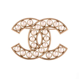 Chanel CC Brooch Metal with Faux Pearls