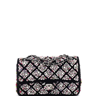 Chanel Runway Single Flap Bag Quilted Embellished Tweed Medium