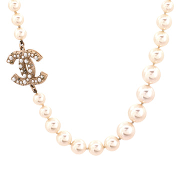 Chanel CC Station Short Necklace Faux Pearls and Metal