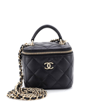 Chanel Classic Top Handle Vanity Case with Chain Quilted Lambskin Mini