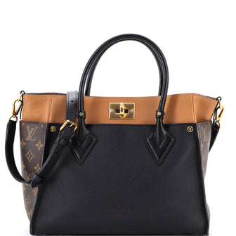 Louis Vuitton On My Side Tote Leather with Monogram Canvas MM
