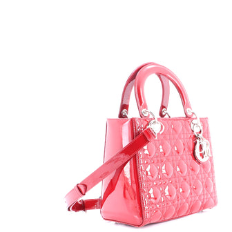 Christian Dior Lady Dior Bag Cannage Quilt Patent Medium