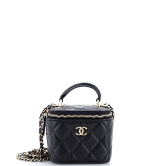 Chanel Classic Top Handle Vanity Case with Chain Quilted Lambskin Mini