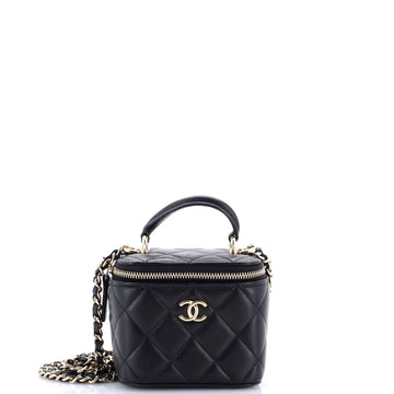 Chanel Classic Top Handle Vanity Case with Chain Quilted Lambskin Mini